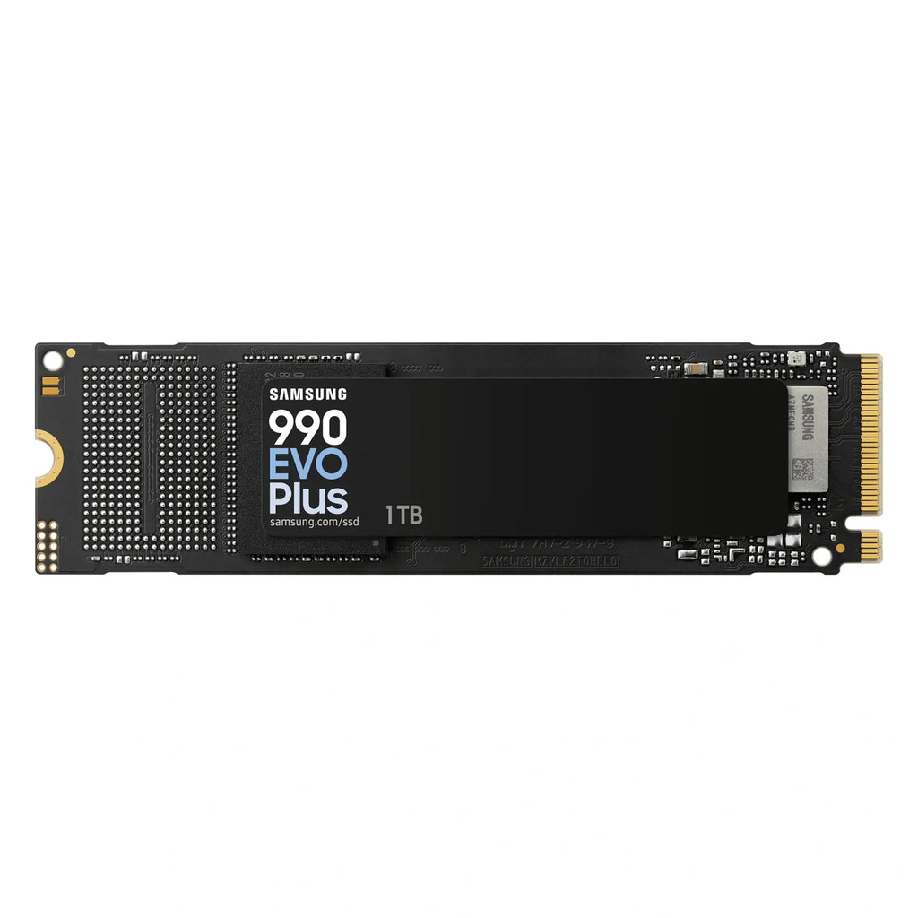 Samsung 990 EVO Plus 1 To — vue principale du SSD M.2 NVMe PCIe 4.0 x4 / 5.0 x2 sur fond blanc carré — réf. MZ-V9S1T0BW