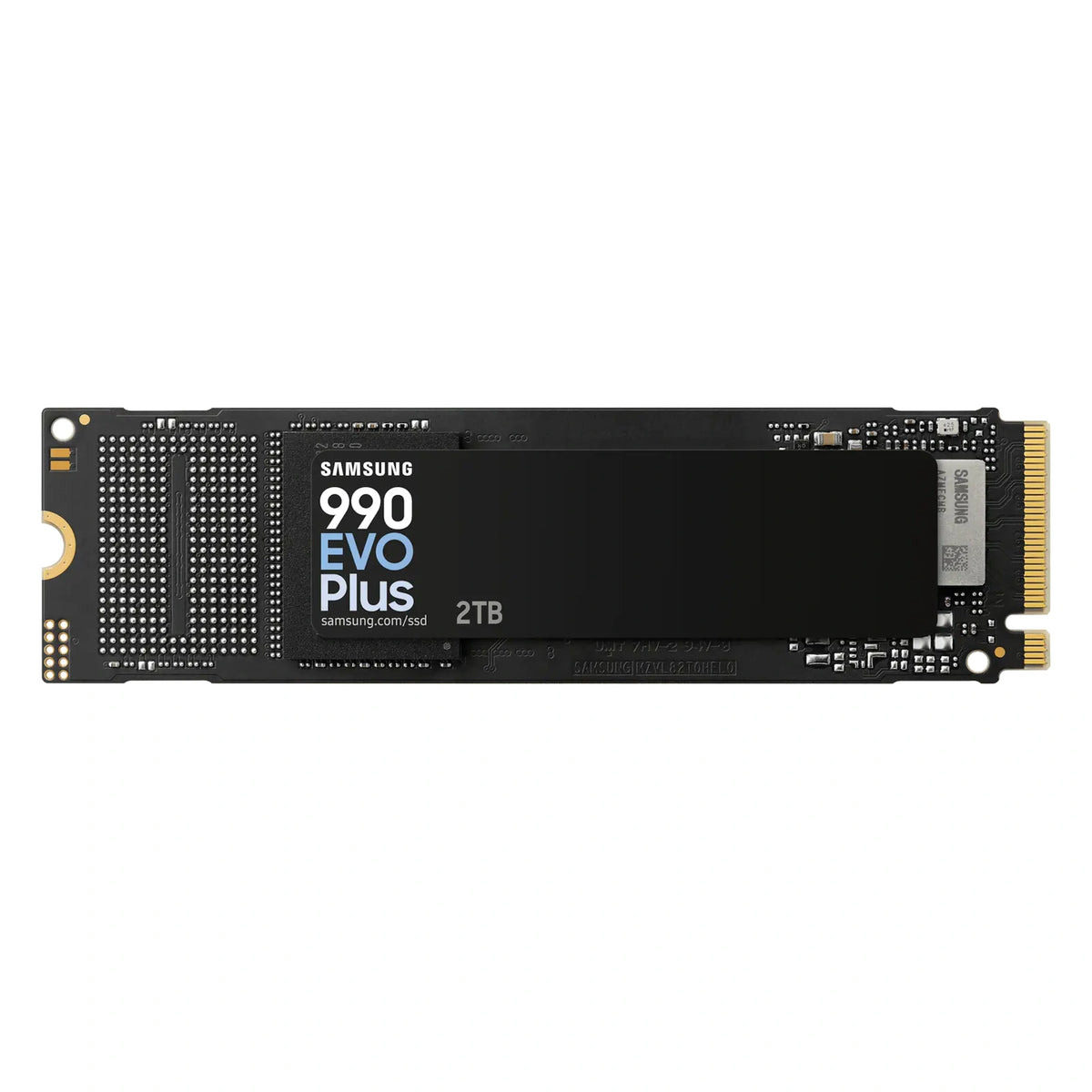 Samsung 990 EVO Plus 2 To — vue principale du SSD M.2 NVMe PCIe 4.0 x4 / 5.0 x2 sur fond blanc carré — réf. MZ-V9S2T0BW
