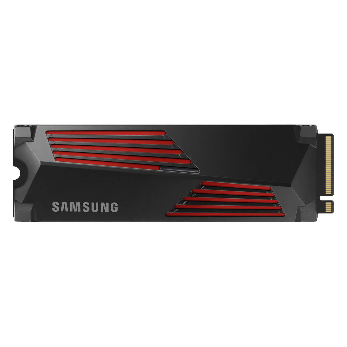 Samsung 990 PRO 1 To avec dissipateur — vue principale avec dissipateur du SSD M.2 NVMe PCIe 4.0 x4 sur fond blanc carré — réf. MZ-V9P1T0GW