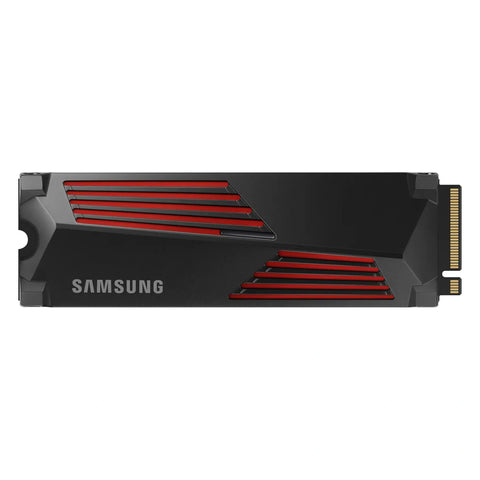 Samsung 990 PRO 1 To avec dissipateur — vue principale avec dissipateur du SSD M.2 NVMe PCIe 4.0 x4 sur fond blanc carré — réf. MZ-V9P1T0GW