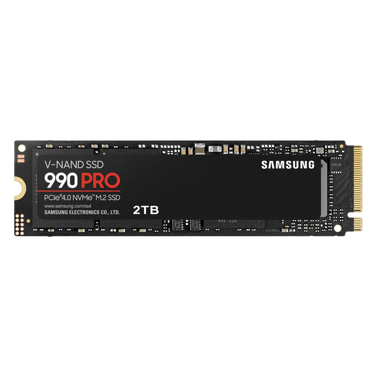 Samsung 990 PRO 2 To — vue principale du SSD M.2 NVMe PCIe 4.0 x4 sur fond blanc carré — réf. MZ-V9P2T0BW