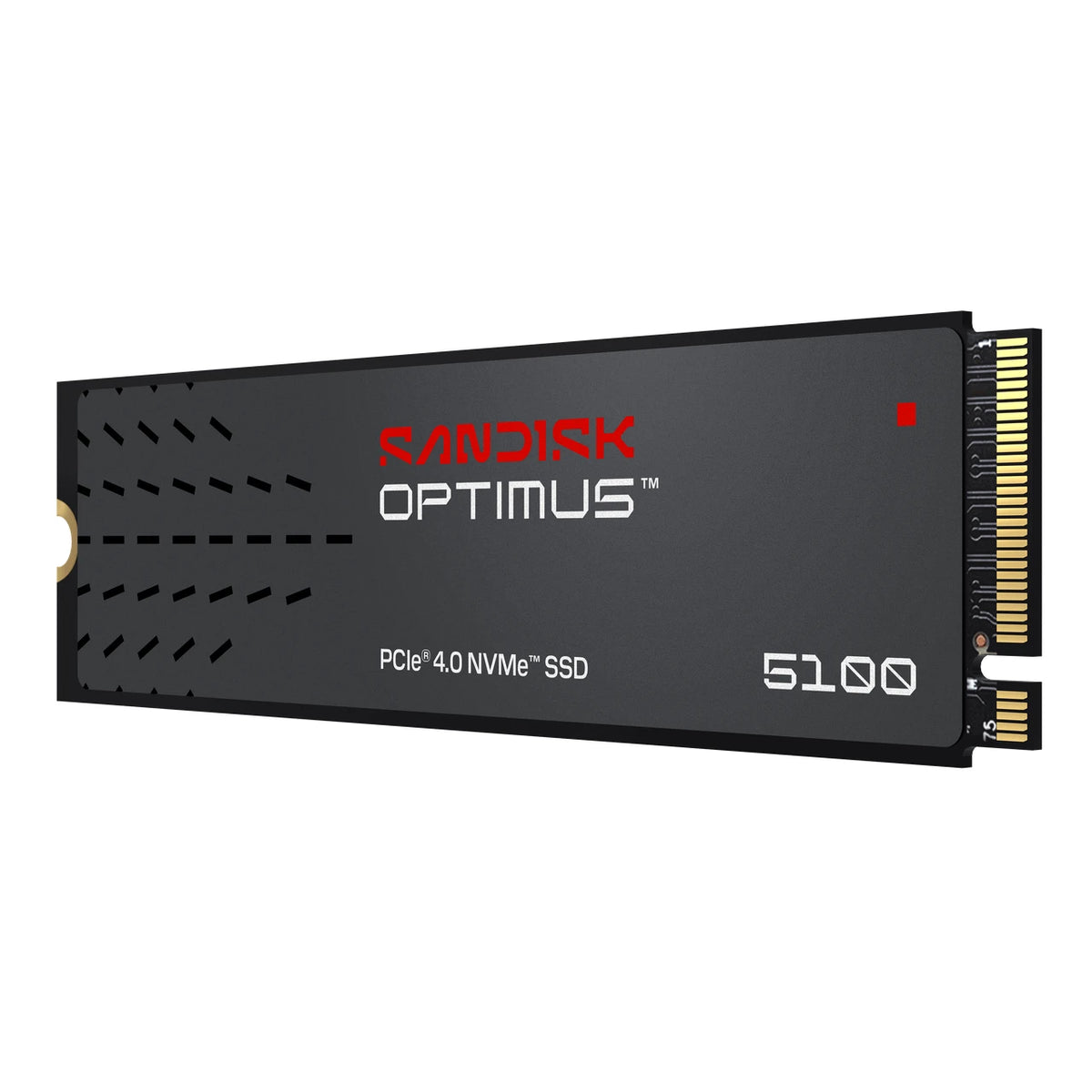 SanDisk Optimus 5100 1 To — vue côté gauche du SSD M.2 2280 sur fond blanc — réf. SDSP51100TAN-000E0