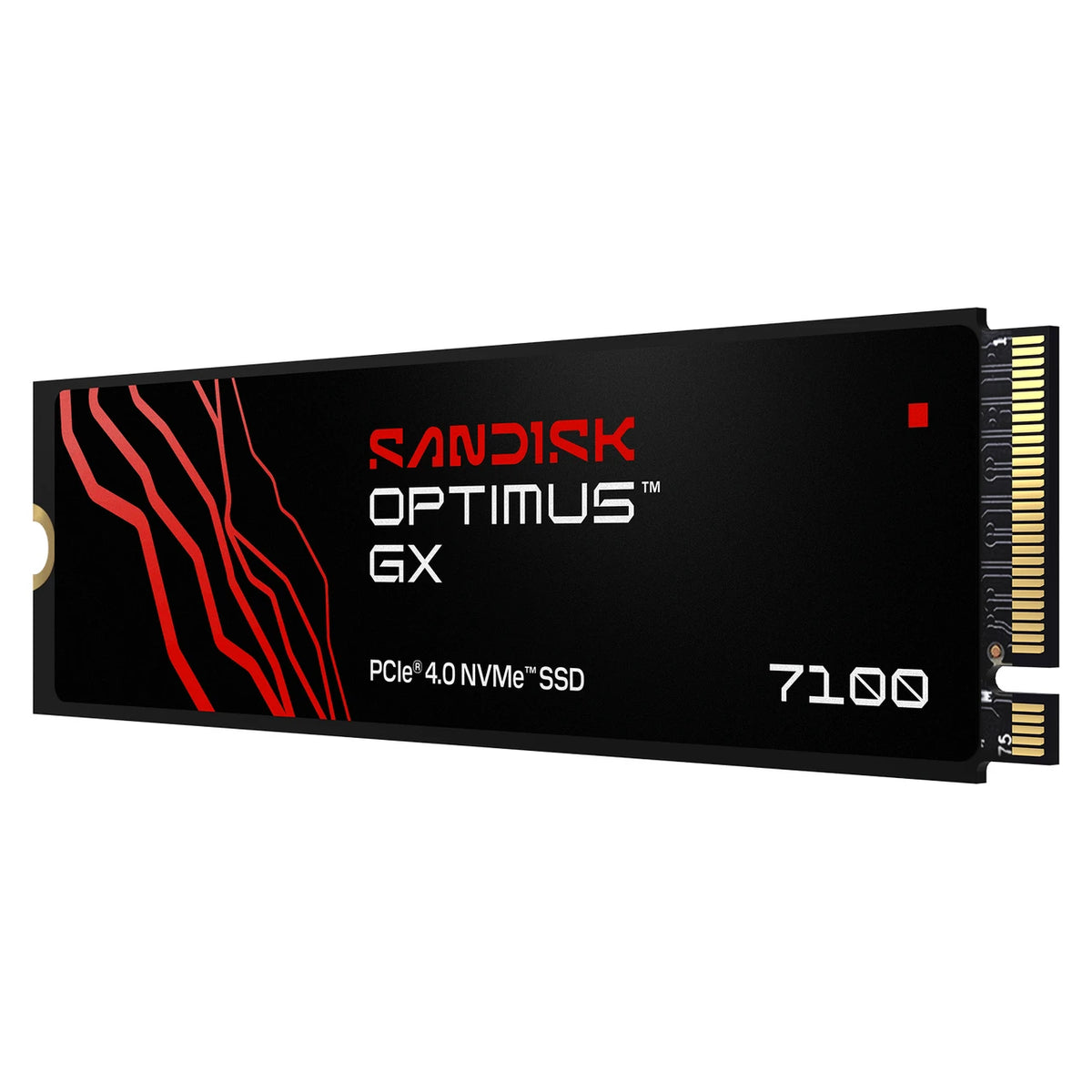SanDisk Optimus GX 7100 500 Go — vue côté gauche du SSD M.2 2280 sur fond blanc — réf. SDSP71500GAN-000E0