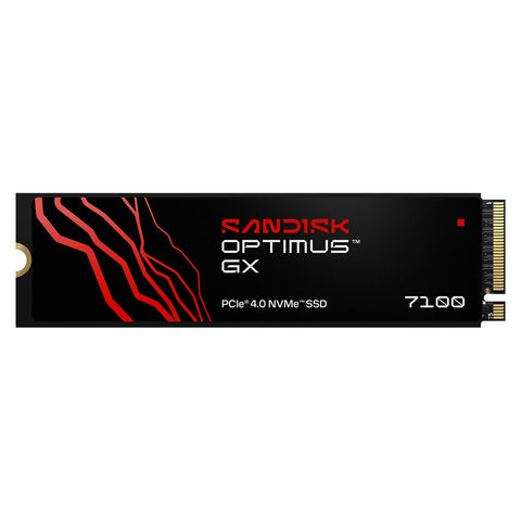 SanDisk Optimus GX 7100 500 Go — vue de face du SSD M.2 2280 sur fond blanc — réf. SDSP71500GAN-000E0