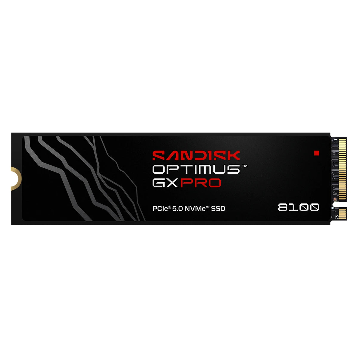 SanDisk Optimus GX PRO 8100 2 To sans dissipateur — vue de face du SSD M.2 2280 sur fond blanc — réf. SDSP82200TAN-000E0