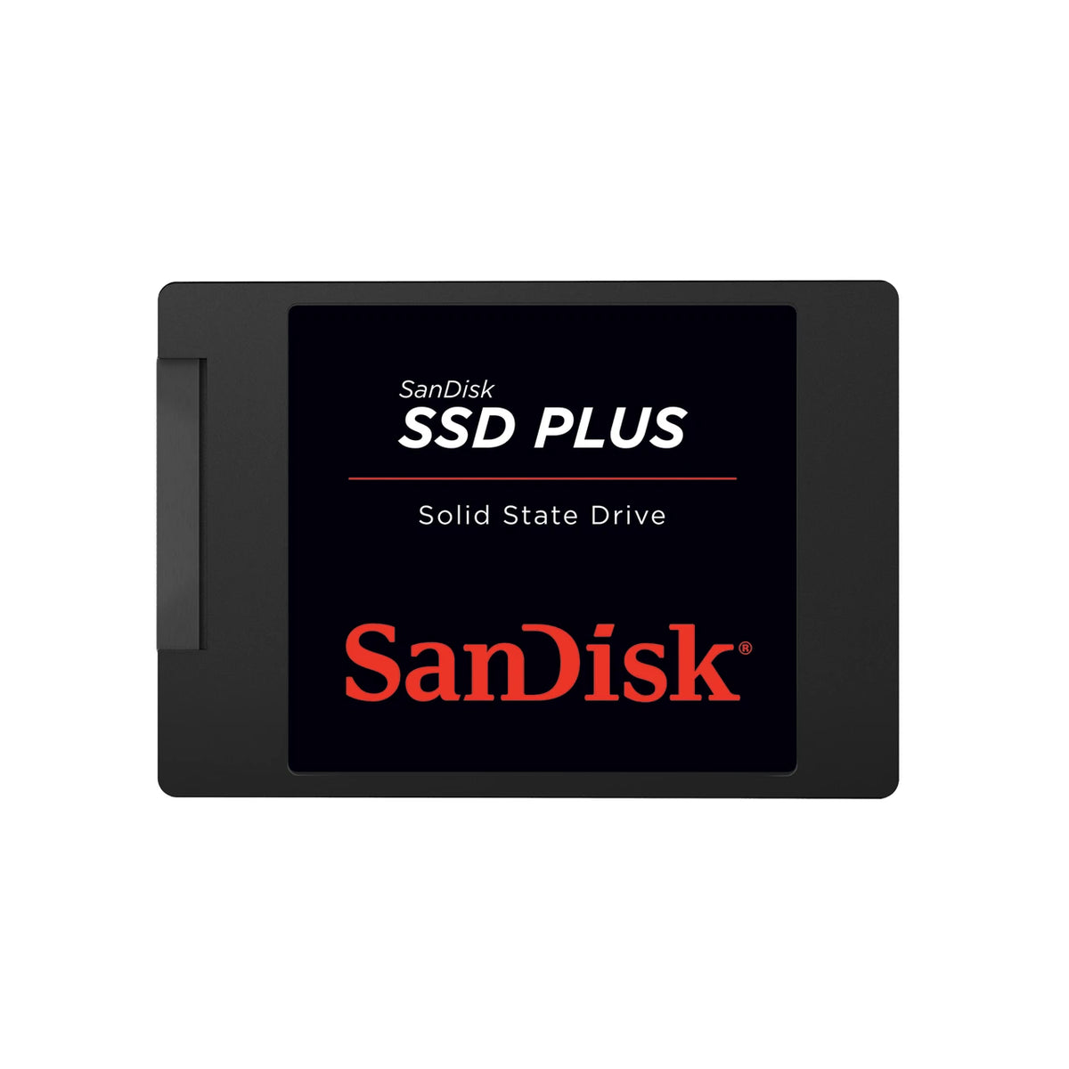 SanDisk SSD PLUS 1 To — vue de face du SSD 2,5″ (7 mm) sur fond blanc — réf. SDSSDA-1T00-G28