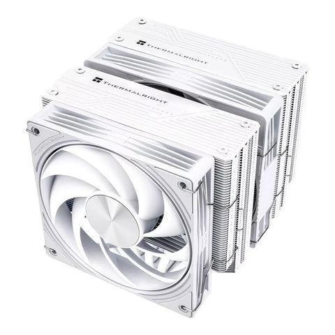 Thermalright Frost Tower 140 – Blanc — vue principale du ventirad CPU sur fond blanc — réf. FRTOW140WH