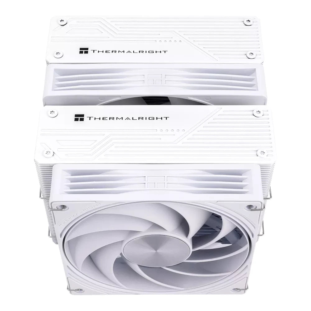 Thermalright Frost Tower 140 – Blanc — vue produit 4 du ventirad CPU sur fond blanc — réf. FRTOW140WH