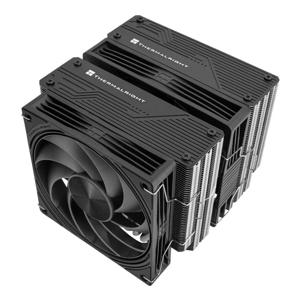 Thermalright Frost Tower 140 – Noir — vue principale du ventirad CPU sur fond blanc — réf. FRTOW140BK