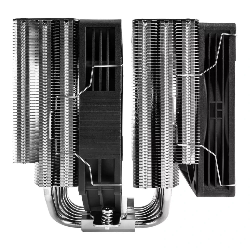 Thermalright Frost Tower 140 – Noir — vue produit 3 du ventirad CPU sur fond blanc — réf. FRTOW140BK