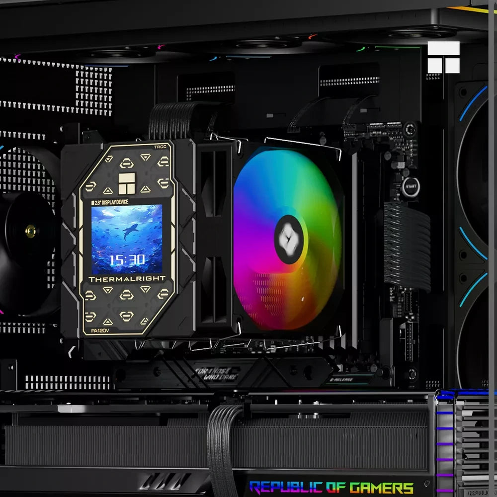 Thermalright Peerless Assassin 120 Vision ARGB – Noir — vue produit 2 du ventirad CPU sur fond blanc — réf. PA120VISAR-BK