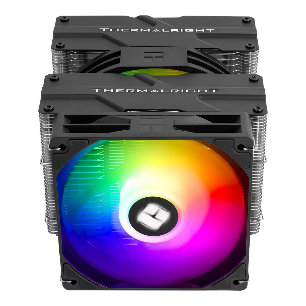 Thermalright Peerless Assassin 140 SE ARGB – Noir — vue produit 3 du ventirad CPU sur fond blanc — réf. PA140SEAR